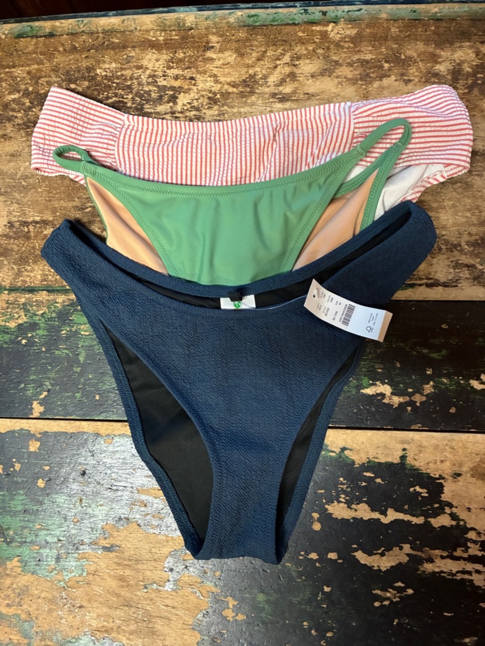J.Crew 3-BUNDLE!! Pink Stripe, Navy Blue, and Green Bikini Bottoms